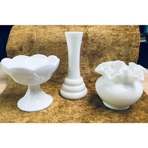 Vintage 3 piece Milk Glass Set